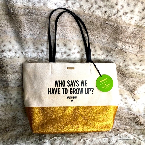 Kate Spade. Disney canvas Sparkle Gold Tote. - Picture 2 of 13